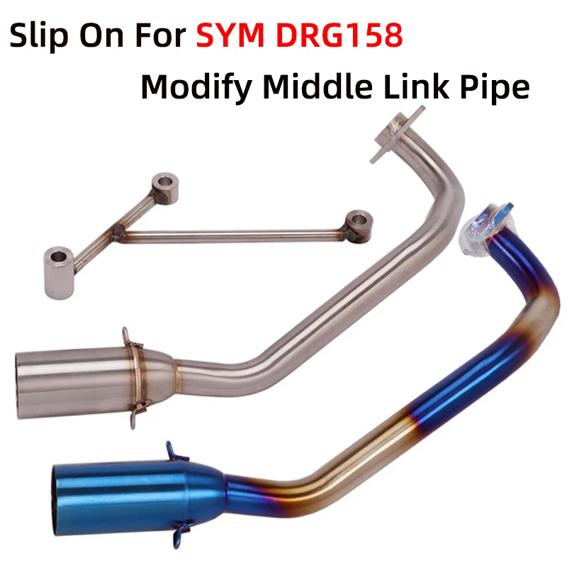 

Slip On For SYM drg158 DRG 158 150cc Motorcycle Modified Exhaust Escape Muffler Middle Mid Pipe Connect 51mm Silencer DB Killer