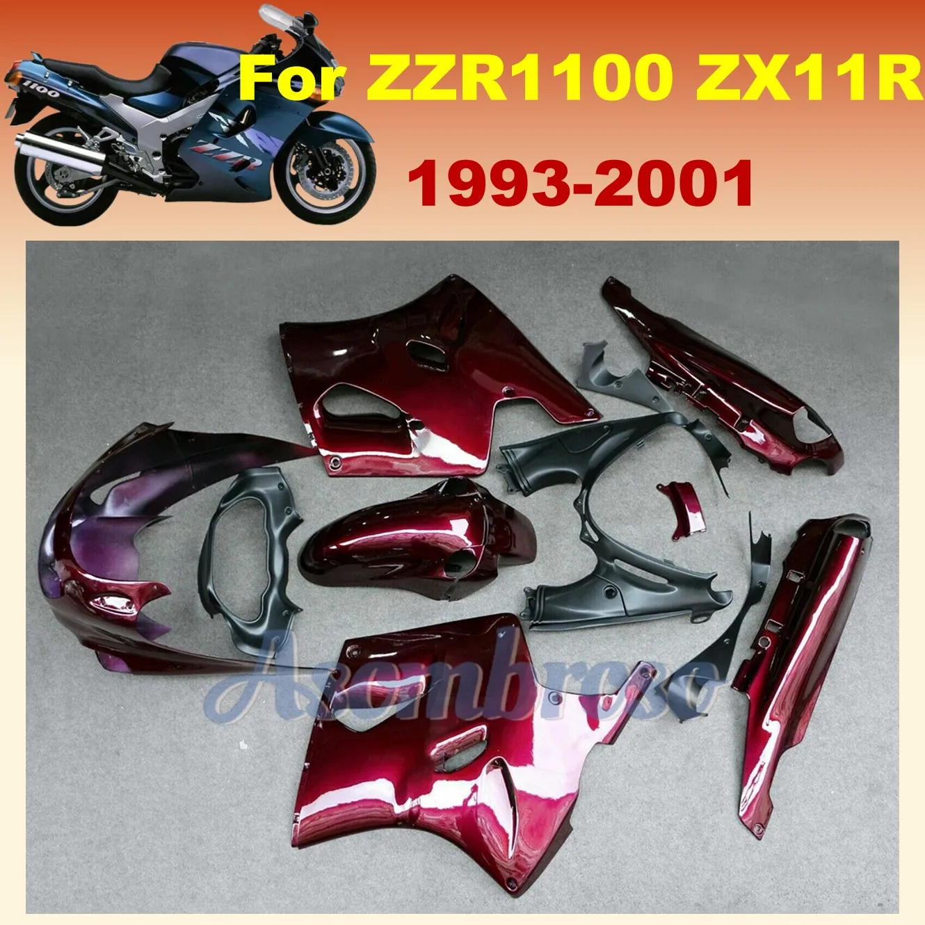 Классический стиль брикет для ниндзя ZZR1100 1993 1998 1996 1999 2000 ZZR 1100D ZX 11R 93-01 красный