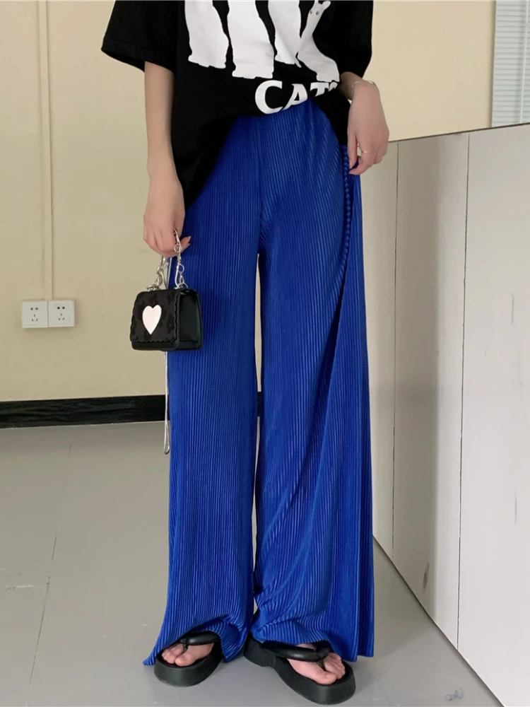 Women's Summer Long Wide Leg Pleated Pants 2022 Ladies Casual Midi Trousers Elastic High Waist Sagging Pants
Women's Summer Long Wide Leg Pleated Pants 2022 Ladies Casual Midi Trousers Elastic High Waist Sagging Pants