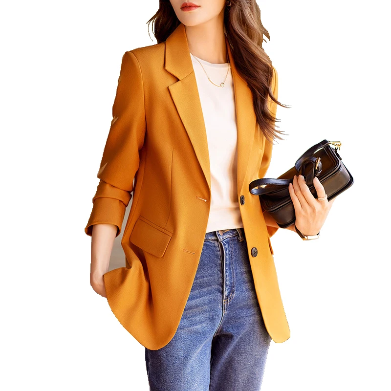 High Quality Women Formal Blazer Female Orange Black Beige Solid Long Sleeve Single Breasted Fashion Work Wear Jacket Coat
High Quality Women Formal Blazer Female Orange Black Beige Solid Long Sleeve Single Breasted Fashion Work Wear Jacket Coat