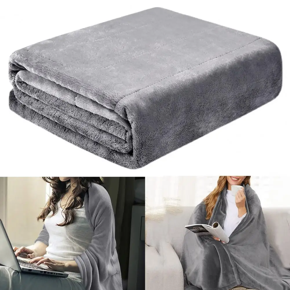 

Electric Blanket Constant Temperature Flannel USB Heated Plush Throw Blanket Warming Cape for Home