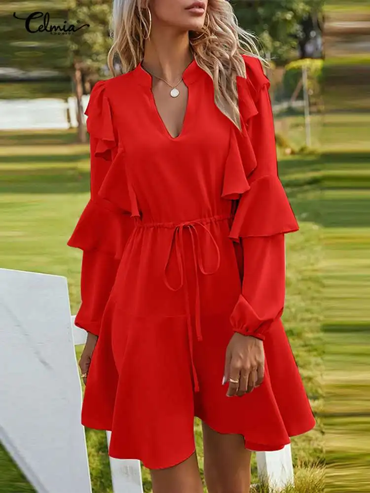 Женское плиссированное платье Celmia, уличное платье с V-образным вырезом, модный расклешенный бандажный сарафан с длинным рукавом, элегантные...
Женское плиссированное платье Celmia, уличное платье с V-образным вырезом, модный расклешенный бандажный сарафан с длинным рукавом, элегантные...