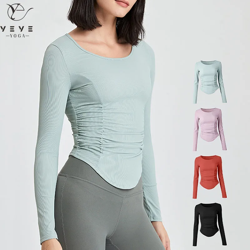 Autumn And Winter Yoga Clothes Side Pleated Lycra Yoga Long Sleeve Blouse Slim Top Exercise Breathable Fitness Clothes
Autumn And Winter Yoga Clothes Side Pleated Lycra Yoga Long Sleeve Blouse Slim Top Exercise Breathable Fitness Clothes