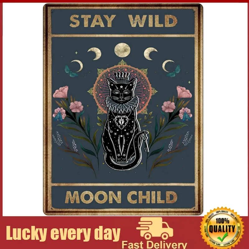 Детская Металлическая жестяная вывеска Stay Wild Moon, Ретро черная кошка, Цветочный декор на стену, семейный постер для дома, бара, кафе, клуба
Детская Металлическая жестяная вывеска Stay Wild Moon, Ретро черная кошка, Цветочный декор на стену, семейный постер для дома, бара, кафе, клуба