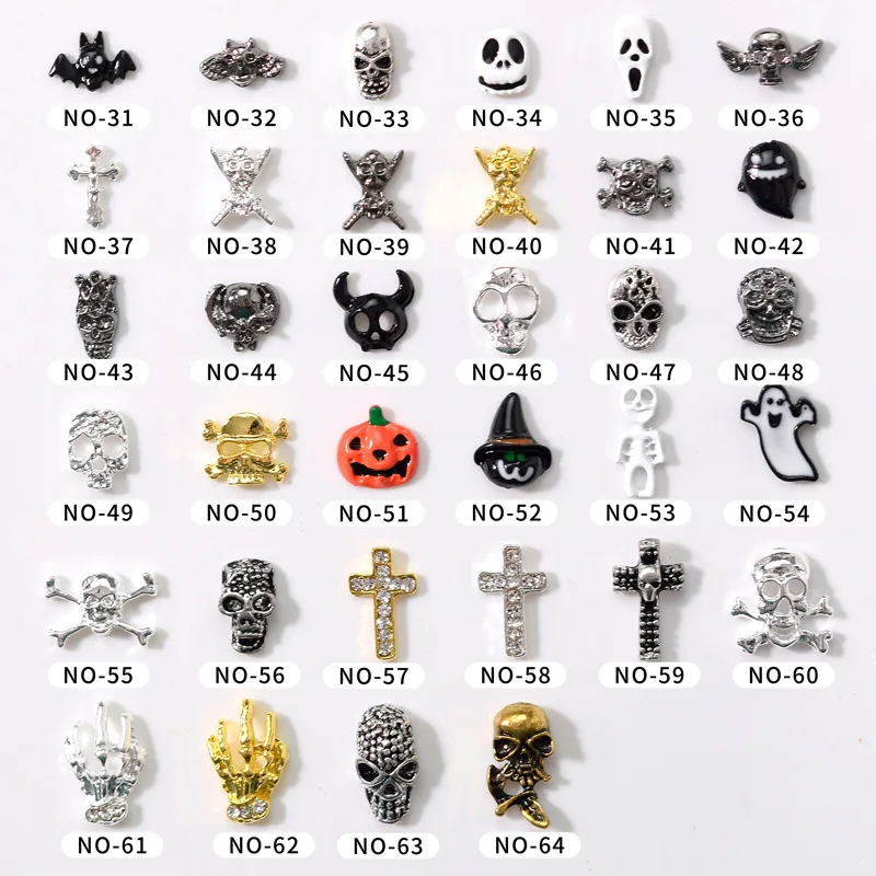 Halloween Nail Charms Art 10pcs spooky Design Sexy Skull Bone Spider Water Pumpkin Cross Transfer Nails Manicure Decoration
Halloween Nail Charms Art 10pcs spooky Design Sexy Skull Bone Spider Water Pumpkin Cross Transfer Nails Manicure Decoration