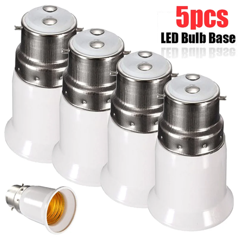 

5PCS Lamp Sockets Conversion Holder Led Lamp Bulb Bases Converter B22 To E27 Conversion Lamp Sockets Light Adapter Bulb Holders
