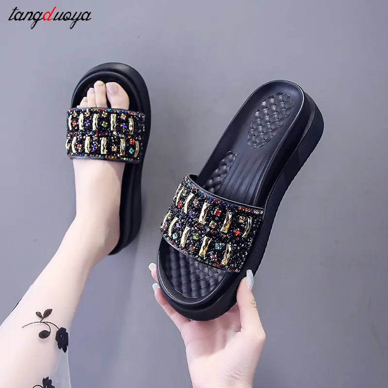 Platform Rhinestone Sandals Slippers Women Gemstone Slides Women Shoes Wedge Slippers String Bead Beach Slides Shoes 2022
Platform Rhinestone Sandals Slippers Women Gemstone Slides Women Shoes Wedge Slippers String Bead Beach Slides Shoes 2022