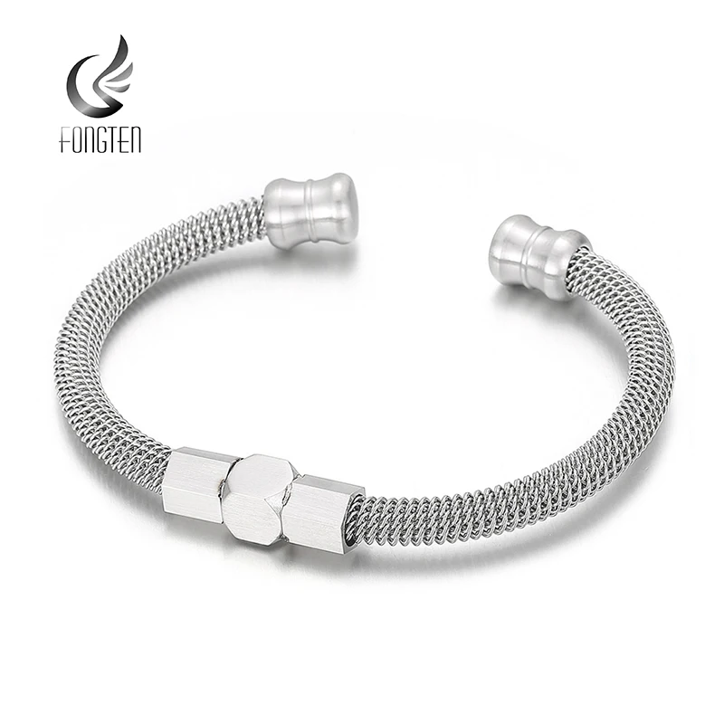 Fongten Screw Charm Men Open Bangle Black Gold Silver Color Stainless Steel Mesh Wristband Trendy Male Bracelet Bangle Jewelry
Fongten Screw Charm Men Open Bangle Black Gold Silver Color Stainless Steel Mesh Wristband Trendy Male Bracelet Bangle Jewelry