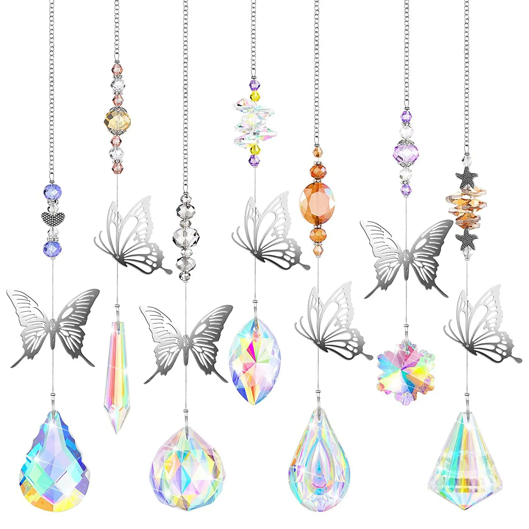 7 Pieces Butterfly Crystals Hanging Beads Colorful Crystal Chandelier Pendant Wall Hanging Tree Window Prism Ornament
7 Pieces Butterfly Crystals Hanging Beads Colorful Crystal Chandelier Pendant Wall Hanging Tree Window Prism Ornament
