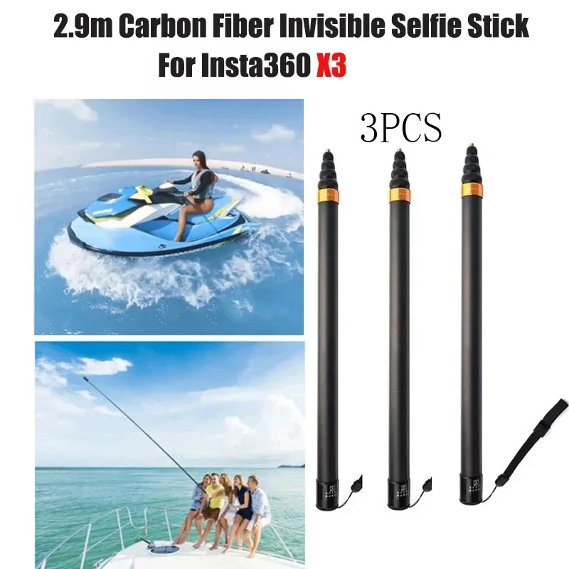 3PCS Insta360 X3 One X2 Camera 290cm/2.9m Carbon Fiber Invisible Extended Edition Selfie Stick For Insta360 for Wholesale Price
3PCS Insta360 X3 One X2 Camera 290cm/2.9m Carbon Fiber Invisible Extended Edition Selfie Stick For Insta360 for Wholesale Price