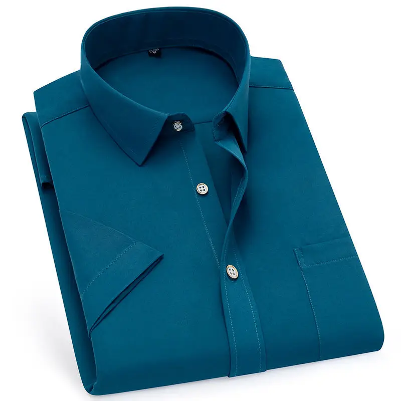Men's Short Sleeve Shirt Summer Thin Business Casual Solid Color Slim Fit Breathable Blue Shirts Non-Iron Anti-Wrinkle Pocket
Men's Short Sleeve Shirt Summer Thin Business Casual Solid Color Slim Fit Breathable Blue Shirts Non-Iron Anti-Wrinkle Pocket