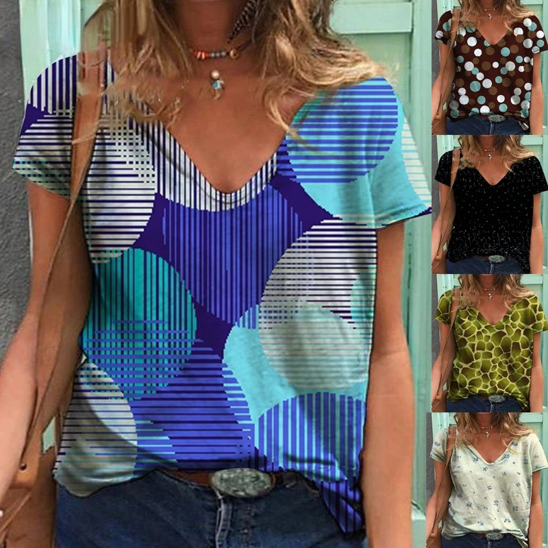 2022 Summer Female Casual V-neck Loose Clothes Lady Polka Dot Pattern Printing Tops Female Harajuku Short Sleeve T-shirt
2022 Summer Female Casual V-neck Loose Clothes Lady Polka Dot Pattern Printing Tops Female Harajuku Short Sleeve T-shirt