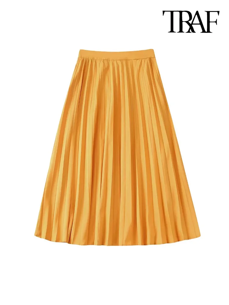 TRAF Women Fashion Pleated Midi Skirt Vintage High Waist Back Zipper Female Skirts Mujer
TRAF Women Fashion Pleated Midi Skirt Vintage High Waist Back Zipper Female Skirts Mujer