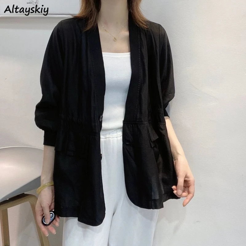 Blazers Women Solid Loose Leisure See Through Sun-proof Summer New Temperament Female Outwear Cozy Simple All-match Korean Style
Blazers Women Solid Loose Leisure See Through Sun-proof Summer New Temperament Female Outwear Cozy Simple All-match Korean Style