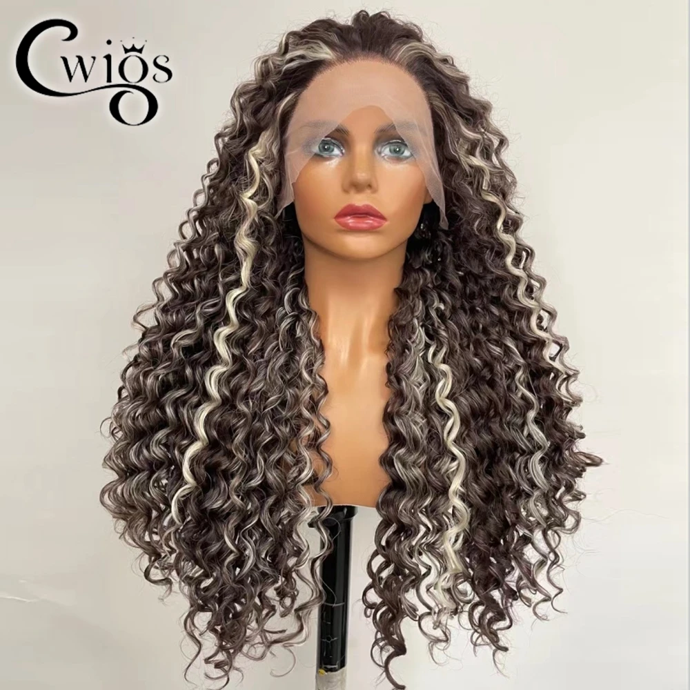 

Highlight Blonde Color Synthetic 13x4 Lace Front Wig Curly Heat Resistant Natural Hairline for Black Women Drag Queen Cosplay