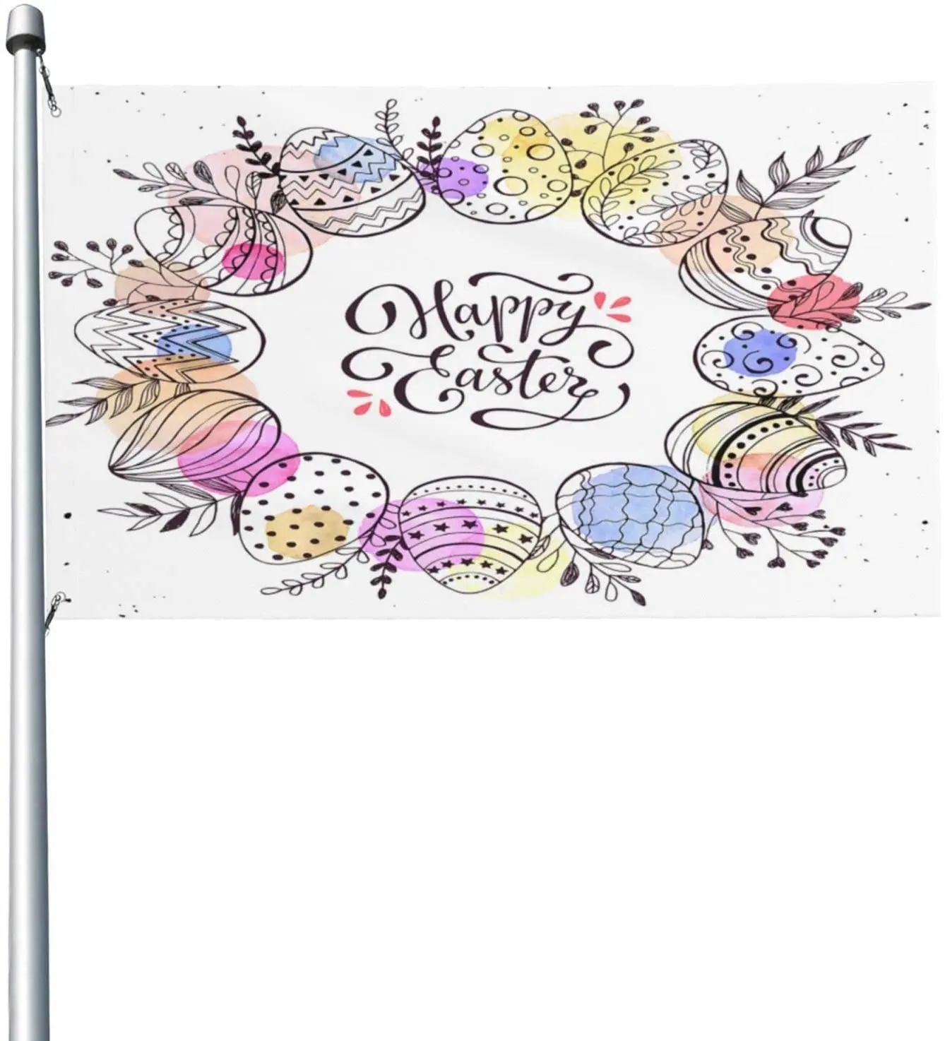 Easter Eggs Wreath Flag Banner Outdoor Garden Decoration Porch Flag Durable and Fade Resistant Bright Color (Single Side)
Easter Eggs Wreath Flag Banner Outdoor Garden Decoration Porch Flag Durable and Fade Resistant Bright Color (Single Side)