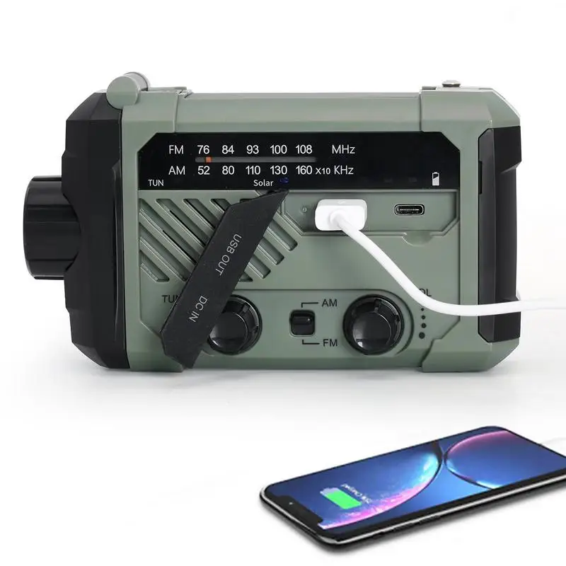 

Crank Radio Urgency Portable AM Radios LED Flashlight 2000mAh Power Bank SOS Alarm Multifunctional For Home Camping Indoor