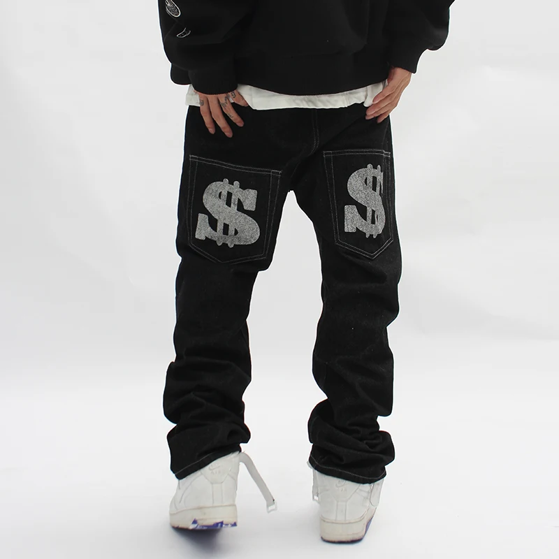 Back Dollar Print Bronzing Jeans for Mem Japanese Streetwear Straight Retro Ripped Casual Denim Trousers Baggy Washed Jean Pants
Back Dollar Print Bronzing Jeans for Mem Japanese Streetwear Straight Retro Ripped Casual Denim Trousers Baggy Washed Jean Pants