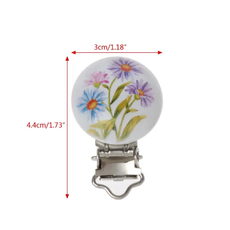 5Pcs Baby Pacifier Clips Flower Printed Wood Metal Holder Clasps 4.4cm x 3cm
5Pcs Baby Pacifier Clips Flower Printed Wood Metal Holder Clasps 4.4cm x 3cm