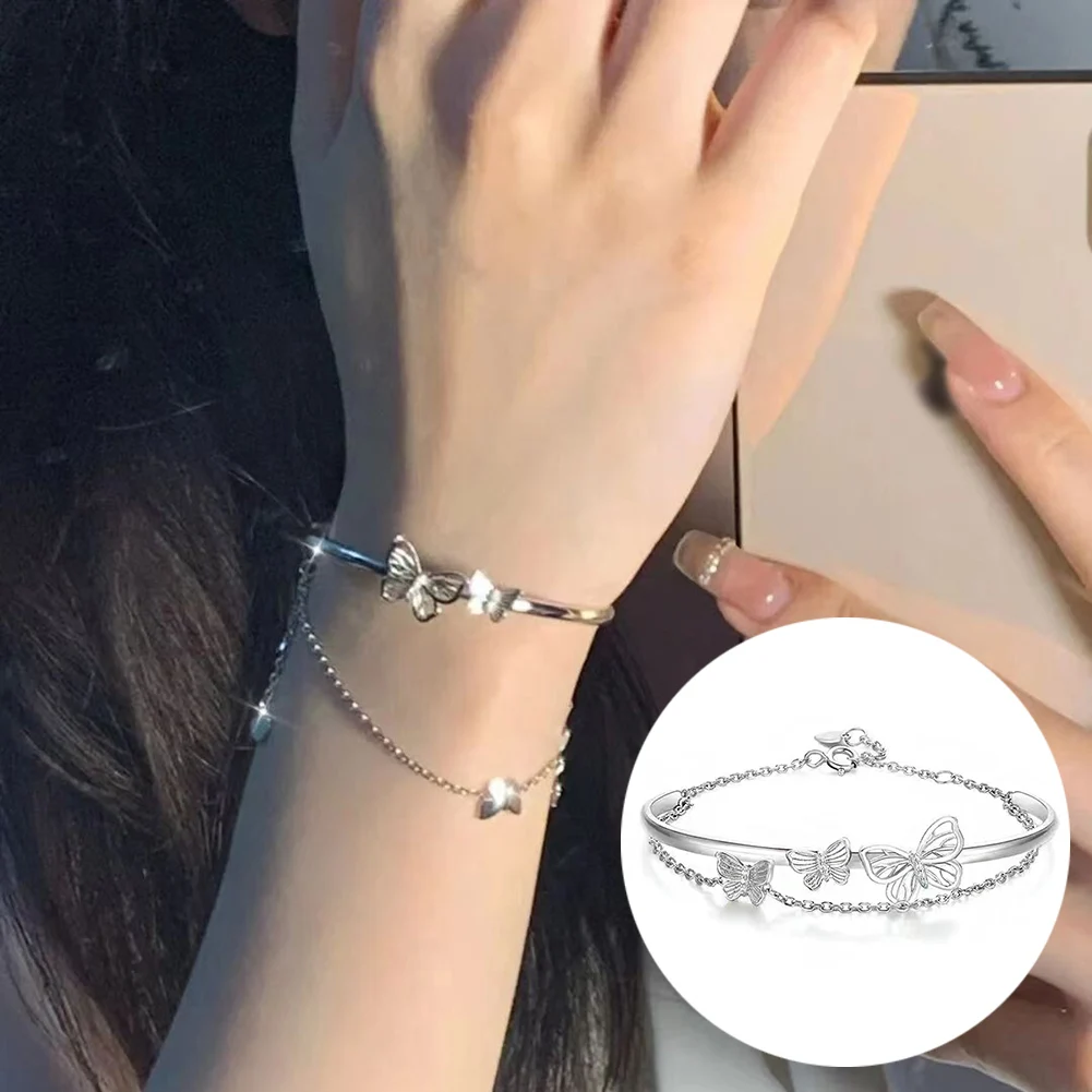 Silver Color Hollow Fairy Butterfly Charm Bracelet For Women Fashion Elegant Tassel Chain Opening Bangles Fine Jewelry Gift
Silver Color Hollow Fairy Butterfly Charm Bracelet For Women Fashion Elegant Tassel Chain Opening Bangles Fine Jewelry Gift