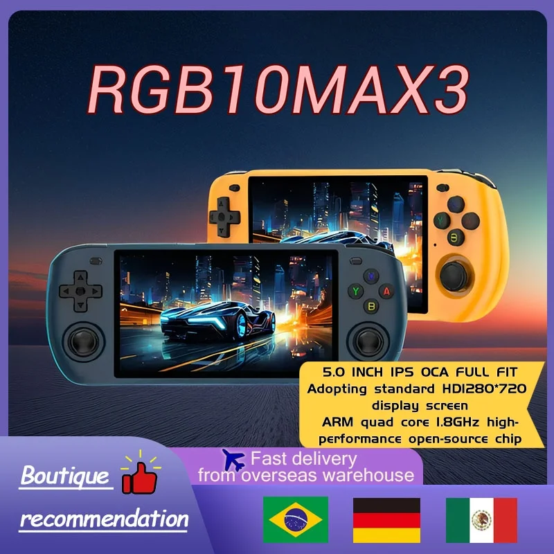 POWKIDDY RGB10MAX3 Ретро портативная игровая консоль RK3566 5-дюймовый 1280*720 Ips-экран с