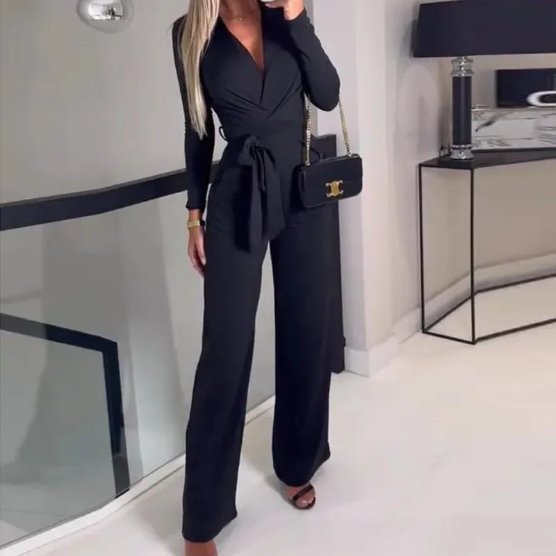Spring/Summer 2023 Jumpsuit Temperament Solid Elegant Lace up Slim Pleated Long Sleeve Straight Bodysuit
Spring/Summer 2023 Jumpsuit Temperament Solid Elegant Lace up Slim Pleated Long Sleeve Straight Bodysuit