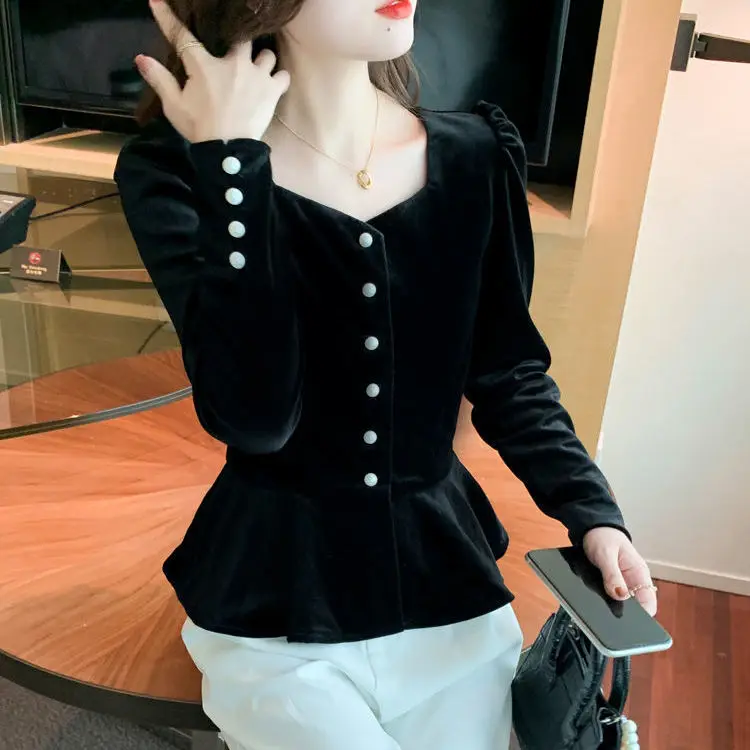 Women 2022 Spring Autumn Blusas Mujer Square Neck Retro Tops and Blouses Female Long Sleeve Velvet Shirts Elegant Blouse K49
Women 2022 Spring Autumn Blusas Mujer Square Neck Retro Tops and Blouses Female Long Sleeve Velvet Shirts Elegant Blouse K49
