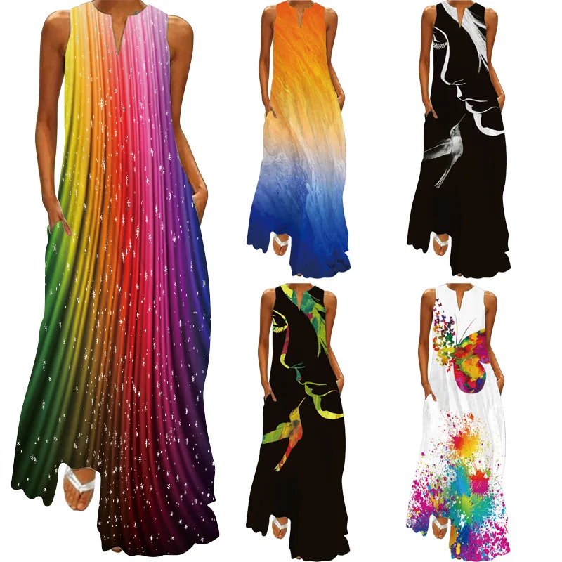 2022 Summer Autumn New Style Women's Clothing European and American Fashion Face Printed V-neck Loose plus Size Dress A409 
2022 Summer Autumn New Style Women's Clothing European and American Fashion Face Printed V-neck Loose plus Size Dress A409