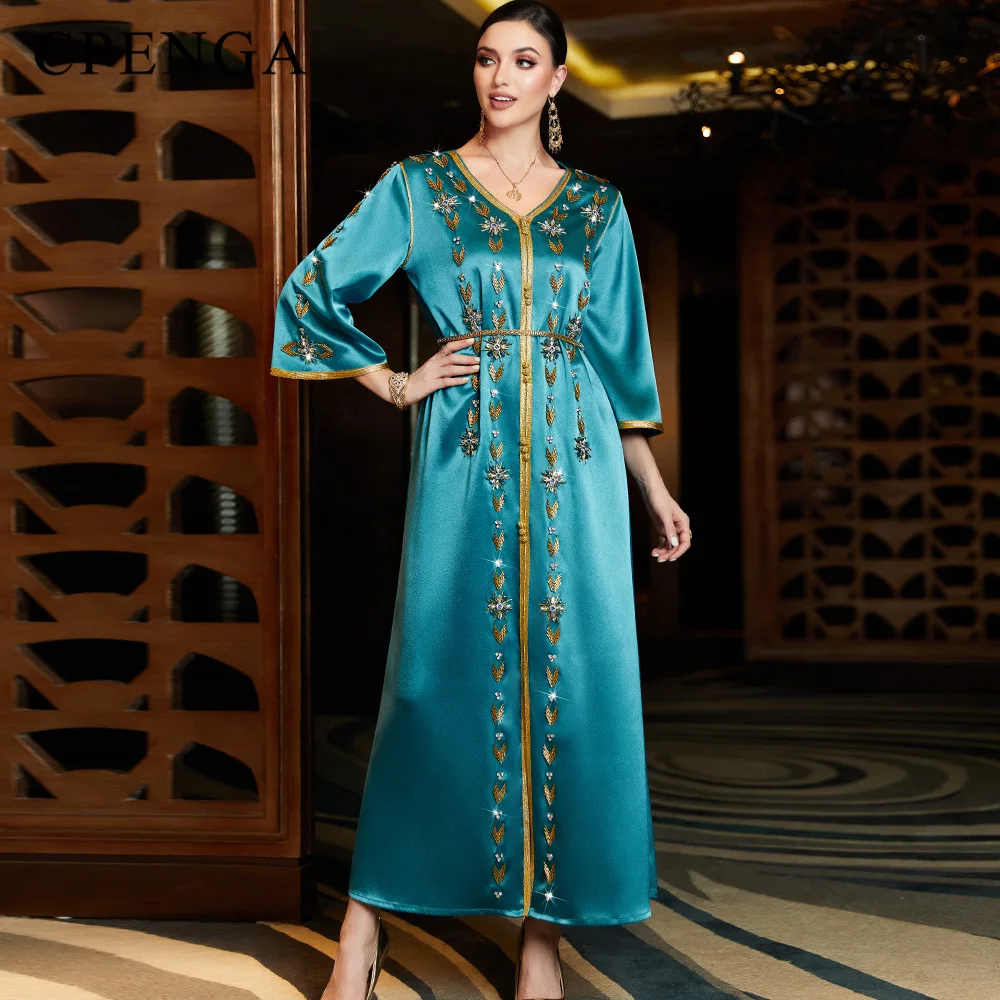 Luxury Dark Green Muslim Dress for Women Arabic Femme Dubai Abaya Islamic Embroider Turkey Dresses Moroccan Caftan Kaftan Robe
Luxury Dark Green Muslim Dress for Women Arabic Femme Dubai Abaya Islamic Embroider Turkey Dresses Moroccan Caftan Kaftan Robe