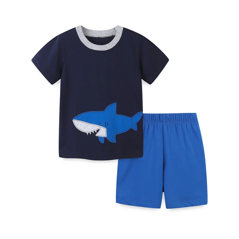 Jumping Meters Children's Clothing Sets Shark Applique Summer Short Sleeve Boys Girls Outfits Tshirts + Shorts Kids Suits
Jumping Meters Children's Clothing Sets Shark Applique Summer Short Sleeve Boys Girls Outfits Tshirts + Shorts Kids Suits