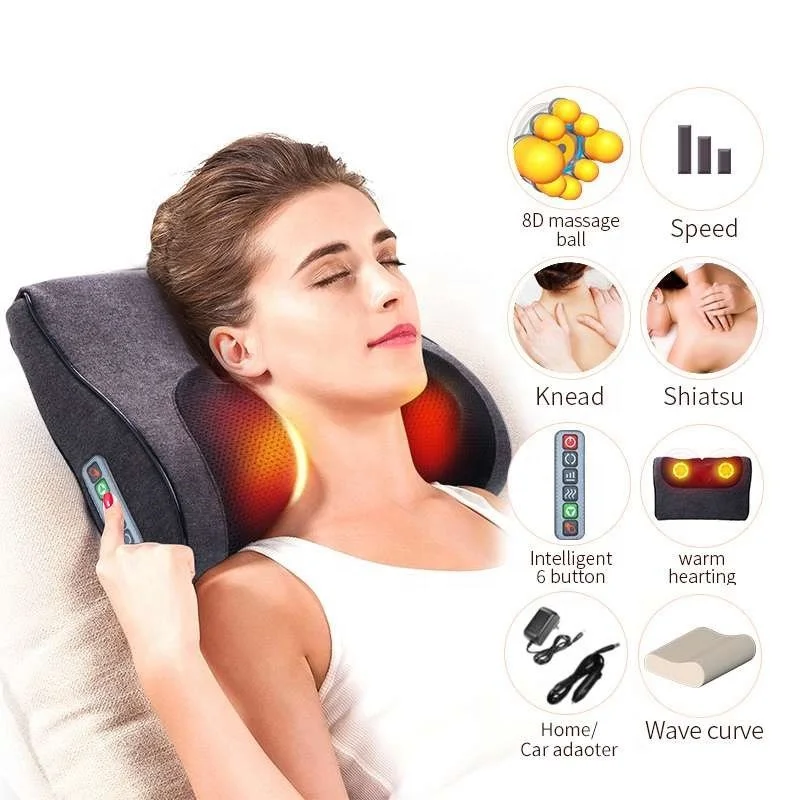 New 6 Button Portable Electric Heated Neck Massager Shoulder Waist Back Therapy Pain Kneading Shiatsu Massage Pillow
New 6 Button Portable Electric Heated Neck Massager Shoulder Waist Back Therapy Pain Kneading Shiatsu Massage Pillow