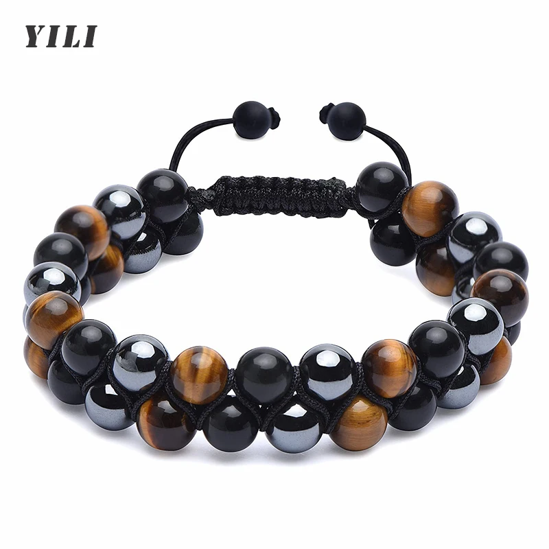 Triple Protection Bracelet Genuine Tigers Eye Black Matte and Hematite 8mm Beads Bracelet Crystal Jewelry Stone Bracelets Gift 
Triple Protection Bracelet Genuine Tigers Eye Black Matte and Hematite 8mm Beads Bracelet Crystal Jewelry Stone Bracelets Gift