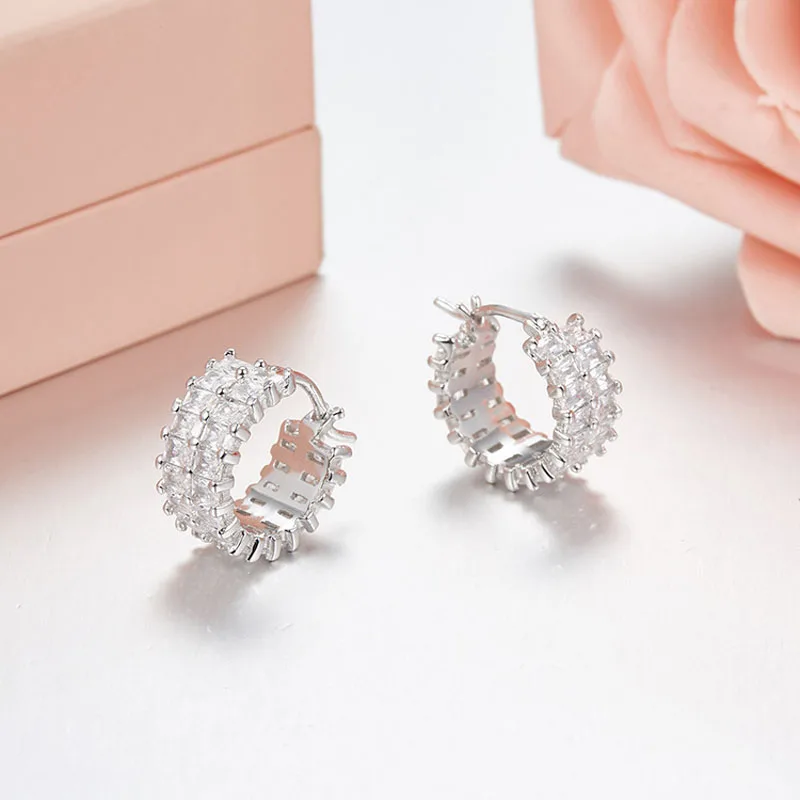 Luxury Cubic Zirconia Square Double Row Shining 925 Sterling Silver Slzely Luxury Hoop Earrings for Women Party Fashion Jewelry
Luxury Cubic Zirconia Square Double Row Shining 925 Sterling Silver Slzely Luxury Hoop Earrings for Women Party Fashion Jewelry