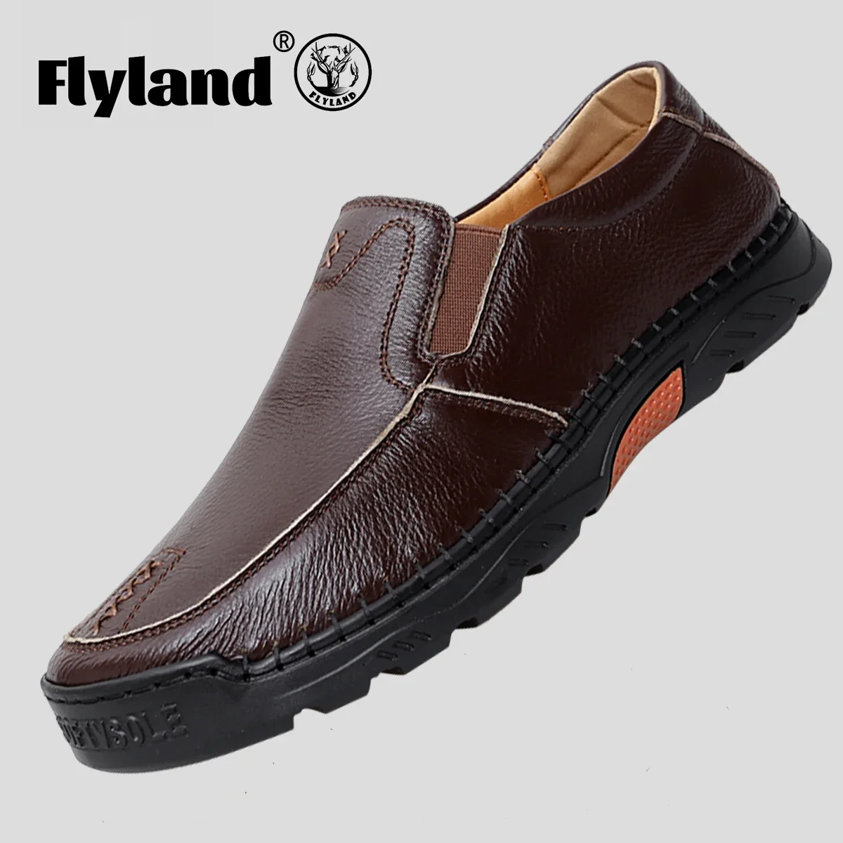 Мужские повседневные кожаные туфли FLYLAND ручной работы удобные мужские мокасины