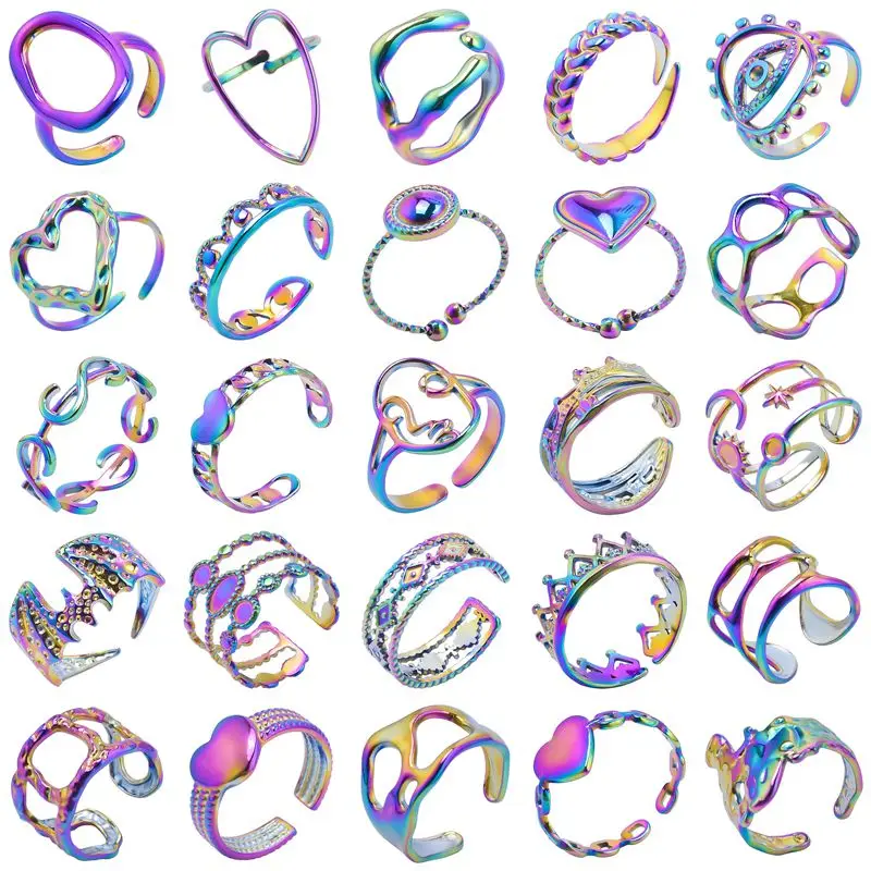 Trendy Rainbow Punk Rings For Women Human Face Vintage Crown Heart Star Moon Unisex Adjustable Stainless Steel Jewelry Accessory
Trendy Rainbow Punk Rings For Women Human Face Vintage Crown Heart Star Moon Unisex Adjustable Stainless Steel Jewelry Accessory