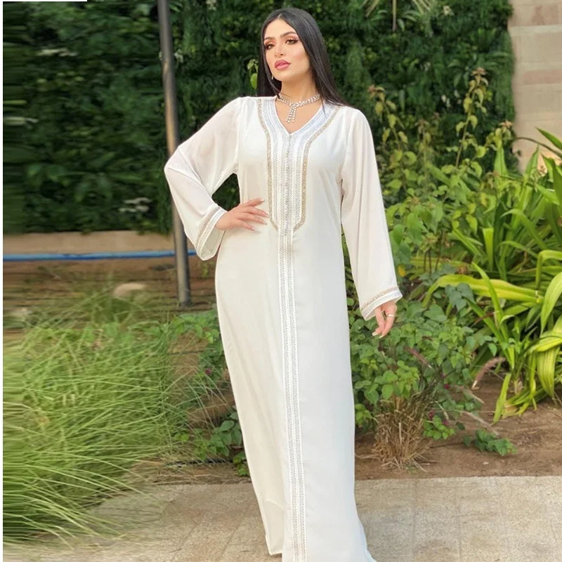 Eid Fashion Nida комплекты для мусульман платье из двух предметов Abaya Jalabiya для женщин Белый Летний с V-образным вырезом для вечевечерние марокканск...
Eid Fashion Nida комплекты для мусульман платье из двух предметов Abaya Jalabiya для женщин Белый Летний с V-образным вырезом для вечевечерние марокканск...