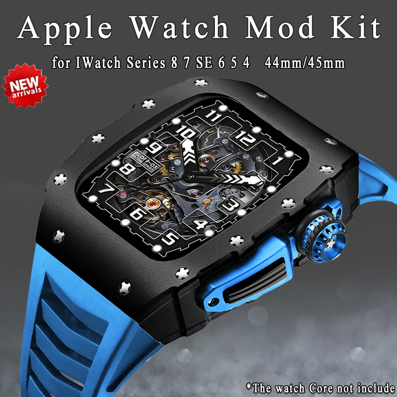 Роскошный Алюминиевый Чехол 45 мм, модифицированный комплект для Apple Watch 8 7 45 мм, чехол из металлического сплава, резиновый ремешок для IWatch Series... 
Роскошный Алюминиевый Чехол 45 мм, модифицированный комплект для Apple Watch 8 7 45 мм, чехол из металлического сплава, резиновый ремешок для IWatch Series...