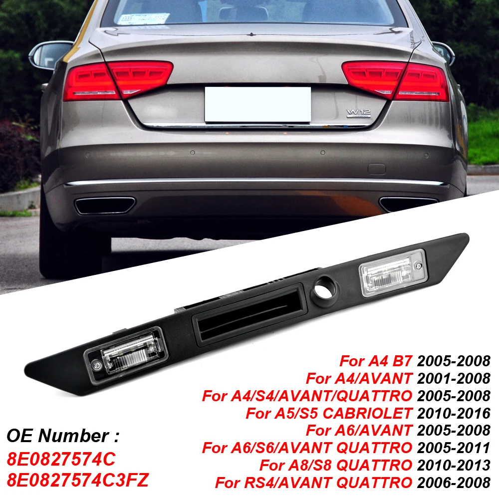 

8E0827574C3FZ Car Rear Trunk Tailgate Boot Handle Switch With License Plate Light Accessories Fit For Audi A3 A4 A5 A6 A8 RS4