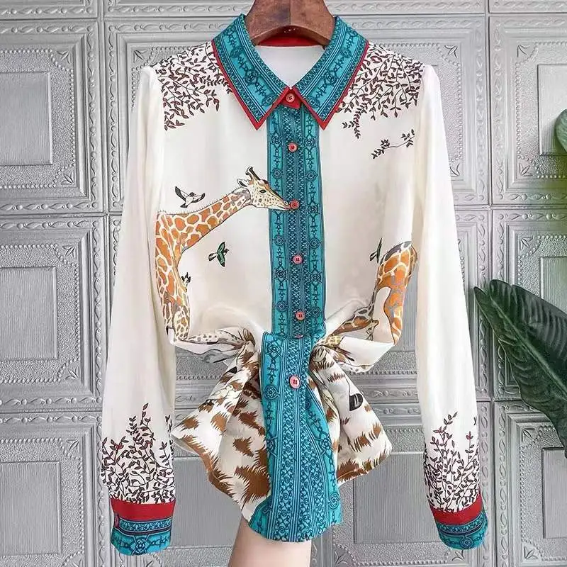 Summer Blouse Long Sleeve Top Female Clothing Korean Fashion Polo Shirt Chiffon Office Lady Loose Printing Movafag
Summer Blouse Long Sleeve Top Female Clothing Korean Fashion Polo Shirt Chiffon Office Lady Loose Printing Movafag