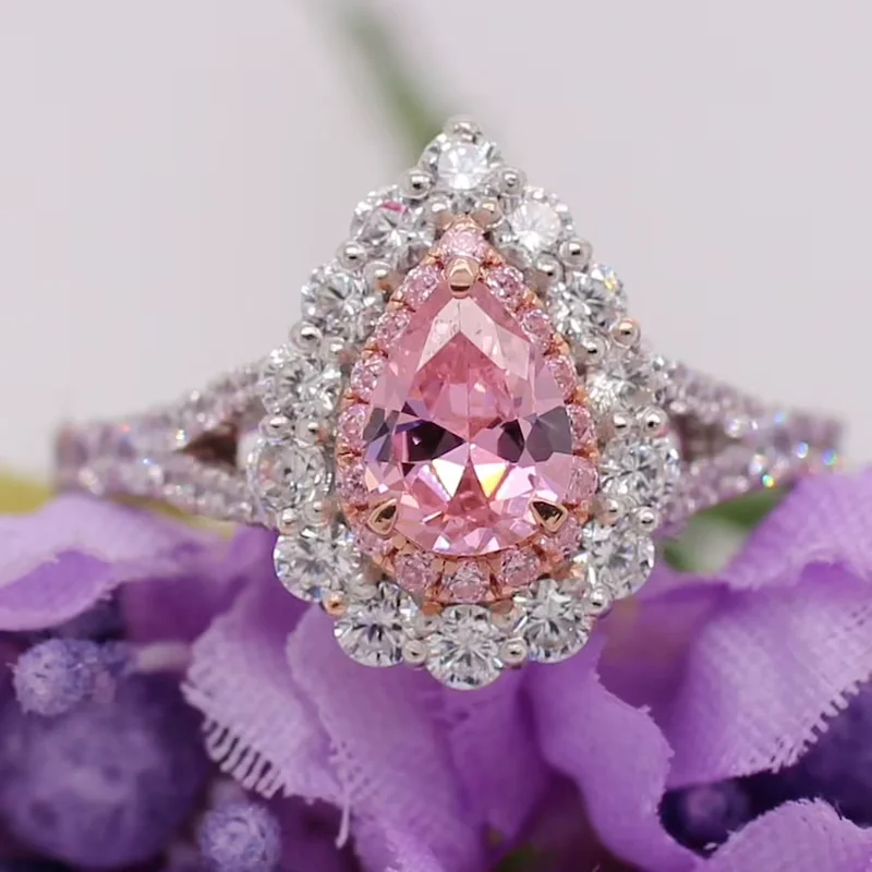 Romantic Pink Water Drop Geometric Crystal Copper Ring Inlaid Rhinestone Zircon Women's Wedding Engagement Jewelry
Romantic Pink Water Drop Geometric Crystal Copper Ring Inlaid Rhinestone Zircon Women's Wedding Engagement Jewelry