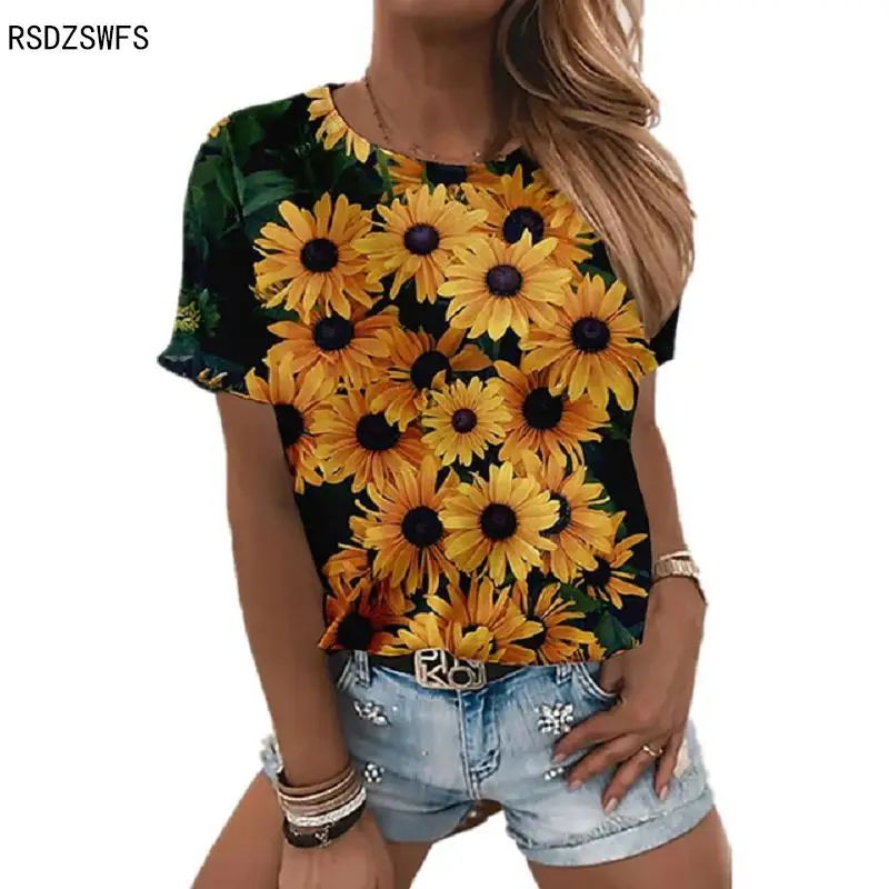 Women's Sunflower Elegant 2022 Summer Women' Top 3D Printed Round Neck T-shirt Fashion Comfortable Polyester Short Sleeve
Women's Sunflower Elegant 2022 Summer Women' Top 3D Printed Round Neck T-shirt Fashion Comfortable Polyester Short Sleeve