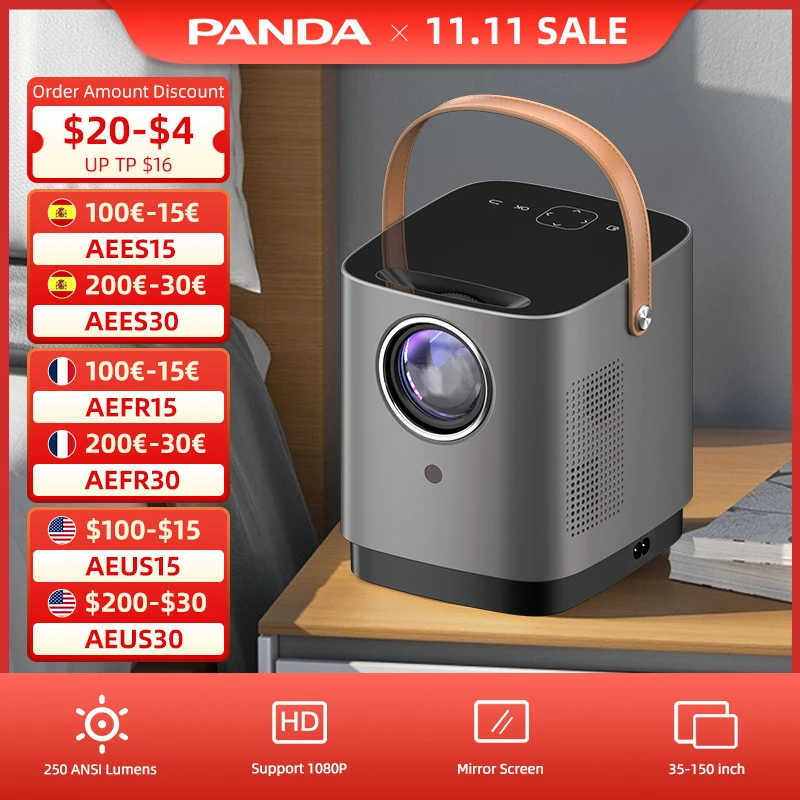 Портативный мини-проектор PANDA RD-853 с поддержкой Wi-Fi 1080P, проектор для домашнего кинотеатра
Портативный мини-проектор PANDA RD-853 с поддержкой Wi-Fi 1080P, проектор для домашнего кинотеатра