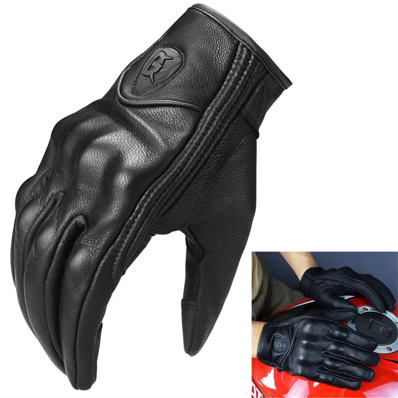 

Мотоциклетные Перчатки из натуральной кожи Can, Нескользящие перчатки с закрытыми пальцами, для сенсорных экранов, для езды на велосипеде и м...