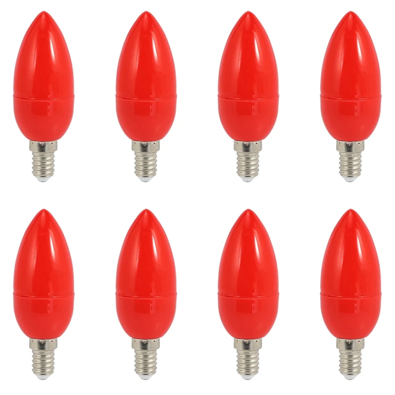 

8X LED Candle Light Candle Light Bulbs Red Fortune Lamp God Lights Energy Saving Candle Lights,E14