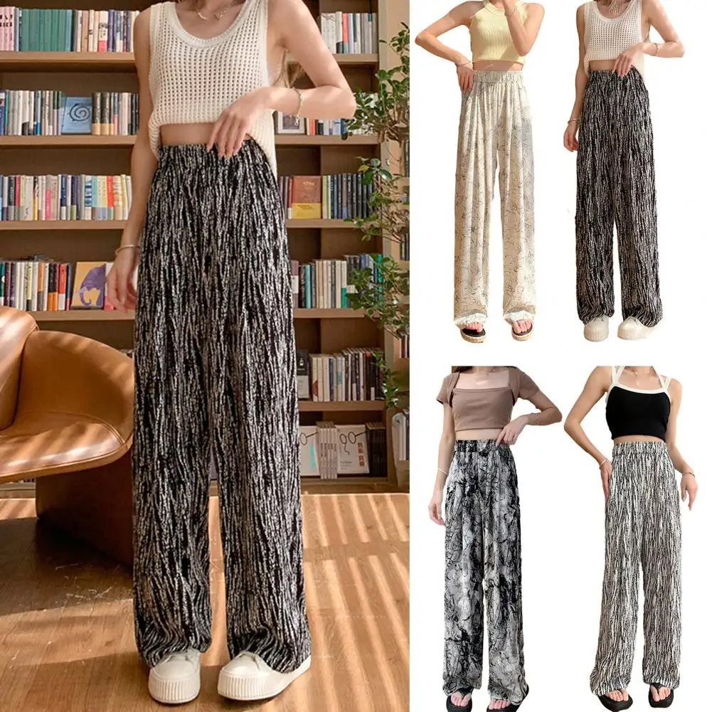 Wide-leg Women Trousers Flower Print High Waist Wide Leg Women's Trousers Loose Fit Elastic Waist Full Length Casual for Ladies
Wide-leg Women Trousers Flower Print High Waist Wide Leg Women's Trousers Loose Fit Elastic Waist Full Length Casual for Ladies