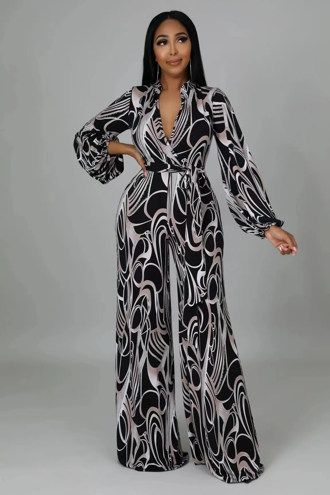 Women's Jumpsuit Autumn Elegant Casual Long Sleeve Art Print Tie Waist Loose Wide Leg Pants Suit Women
Women's Jumpsuit Autumn Elegant Casual Long Sleeve Art Print Tie Waist Loose Wide Leg Pants Suit Women