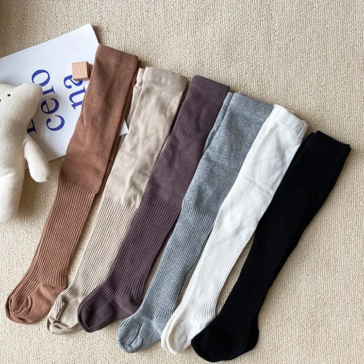 

Korean Stripe Baby Tights Solid Color Warm Pantyhose for Girls Autumn Winter Combed Cotton Toddler Kids Leggings Stockings