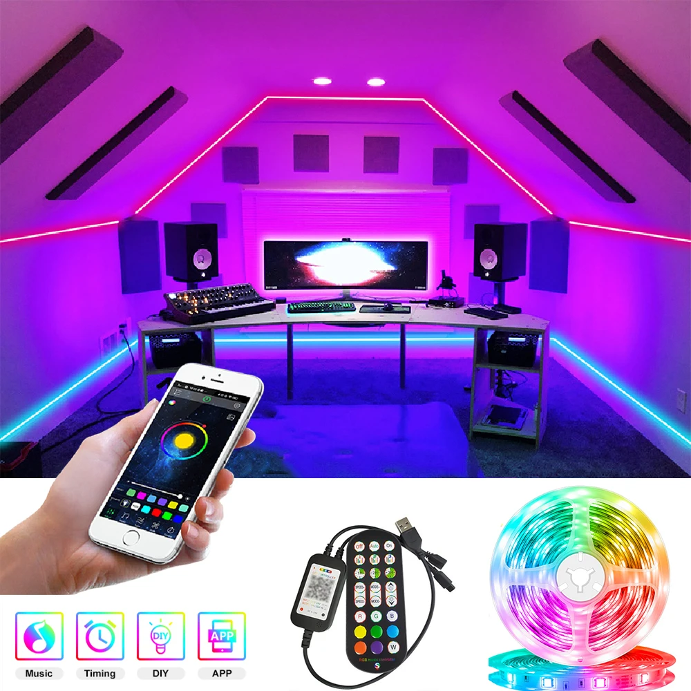 Bluetooth APP LED Strip Lights RGB SMD 5V 5050 TV Desktop Screen BackLight Diode Tape For Room Party Decor Luces Lighting Lamp
Bluetooth APP LED Strip Lights RGB SMD 5V 5050 TV Desktop Screen BackLight Diode Tape For Room Party Decor Luces Lighting Lamp