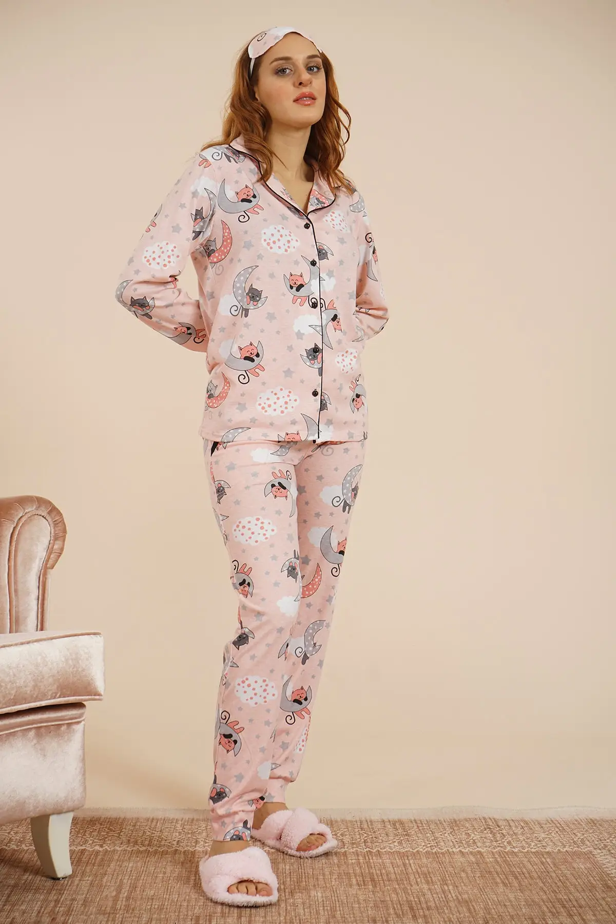 Women's Pajamas Pink Sleep Lounge Pajamas Elastic Waist Nightwear Retro Sleepwear Night Suit Casual Home Clothing
Women's Pajamas Pink Sleep Lounge Pajamas Elastic Waist Nightwear Retro Sleepwear Night Suit Casual Home Clothing