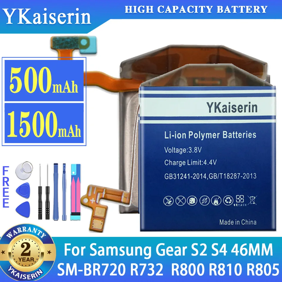

YKaiserin Battery For Samsung Gear S2 Classic BR720 R732 S4 46mm SM-R800 SM-R810 SM-R805 Batteria + Free Tools